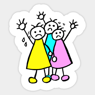 Stick People Wave Goodbye Sticker